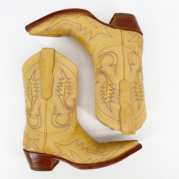 Vintage Old Gringo Yellow Tan Short Nevada Mid Calf Western Cowgirl Boot sz 6.5 - Picture 3 of 10